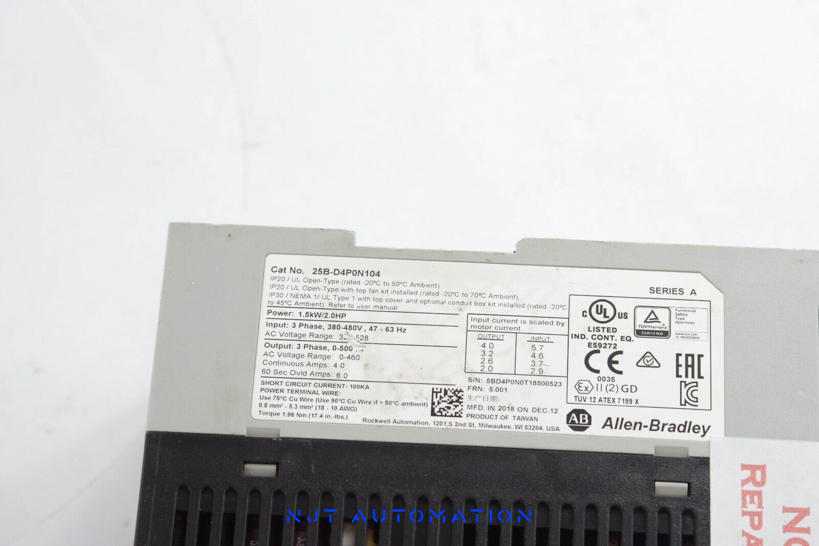 Allen Bradley 25B-D4P0N104 PowerFlex Drive - thumbnail 3